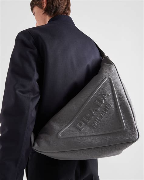 prada triangle bag man|large leather prada triangle bag.